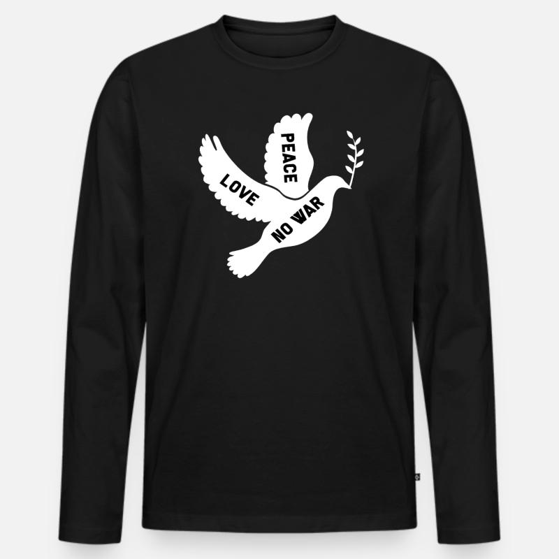 Frieden Friedenstaube Friedensstifter Geschenk - Männer Premium Bio Langarmshirt - Schwarz