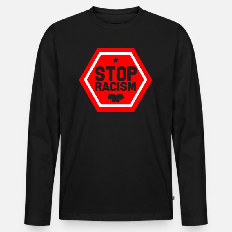 Stoppt Rassismus - Männer Premium Bio Langarmshirt - Schwarz