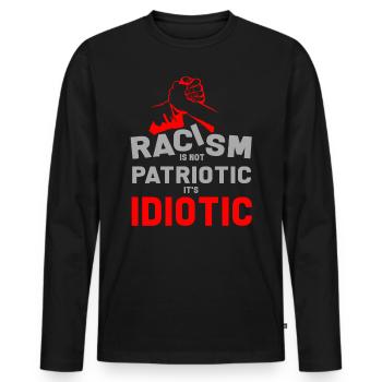 Anti-racism Anti Against Racism Nazis Right - Men's Premium Organic Long Sleeve Shirt - black - Front - Nico (187cm)