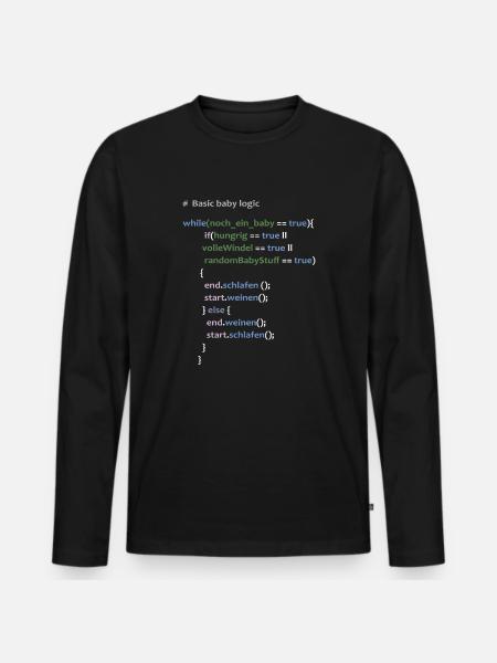 Baby Logik Werdender Vater Informatiker Geschenk - Männer Premium Bio Langarmshirt - Schwarz