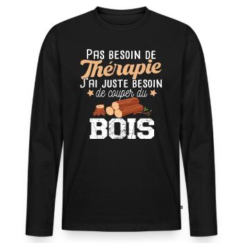 Bûcheron Forestier élagueur métier Forêt Bois - T-shirt manches longues Premium bio Homme - noir - Devant - Nico (187cm)