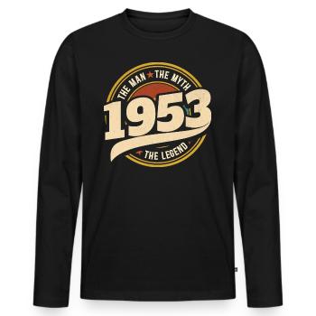 Homme 1953 La Légende 70 Ans Anniversaire - T-shirt manches longues Premium bio Homme - noir - Devant - Nico (187cm)
