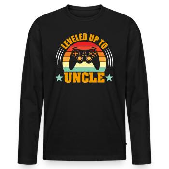 Leveled Up to Uncle est 2024 funny Uncles Quotes - Männer Premium Bio Langarmshirt - Schwarz - Vorne - Nico (187cm)