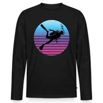 Diver Diver Hommes Scuba Diver Plongée sous-marine - T-shirt manches longues Premium bio Homme - noir - Devant - Nico (187cm)