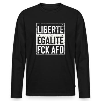 Liberté Egalite FCK AFD - T-shirt manches longues Premium bio Homme - noir - Devant - Nico (187cm)