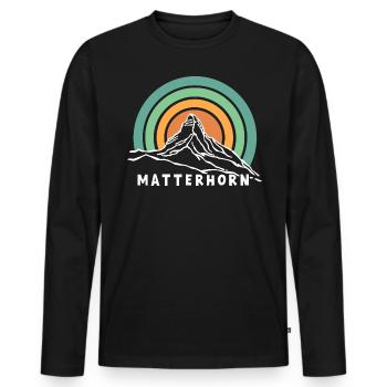 Cervin, Zermatt, Valais, Suisse, Randonnée pédestre, Souvenir - T-shirt manches longues Premium bio Homme - noir - Devant - Nico (187cm)