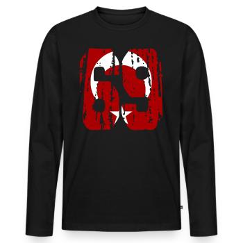 Bayburt 69 used - Men's Premium Organic Long Sleeve Shirt - black - Front - Nico (187cm)