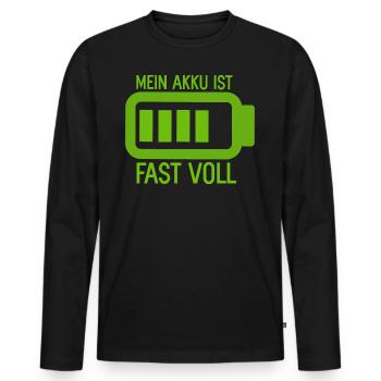 Mein Akku ist fast Voll Batterie und Energie - Männer Premium Bio Langarmshirt - Schwarz - Vorne - Nico (187cm)