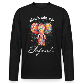 stark wie ein Elefant -Motivation Mut Kraft helfen - Männer Premium Bio Langarmshirt - Schwarz - Vorne - Nico (187cm)