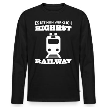 Le plus haut chemin de fer Highest Railway Denglisch - T-shirt manches longues Premium bio Homme - noir - Devant - Nico (187cm)