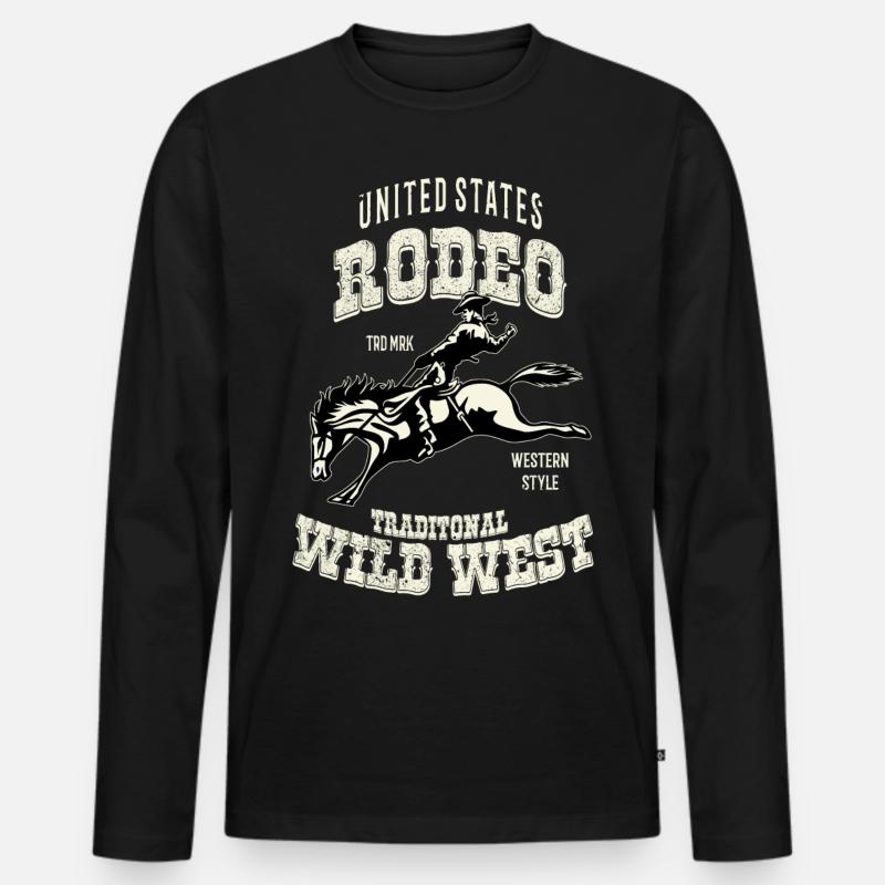 Wild West Rodeo - Männer Premium Bio Langarmshirt - Schwarz