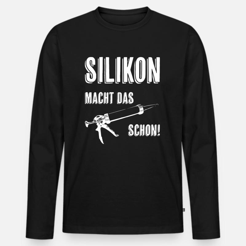 Silikon macht das schon - Männer Premium Bio Langarmshirt - Schwarz