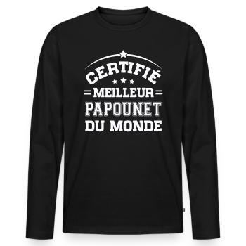 Certifié meilleur Papounet du Monde - T-shirt manches longues Premium bio Homme - noir - Devant - Nico (187cm)