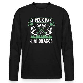 je peux pas j'ai chasse - T-shirt manches longues Premium bio Homme - noir - Devant - Nico (187cm)