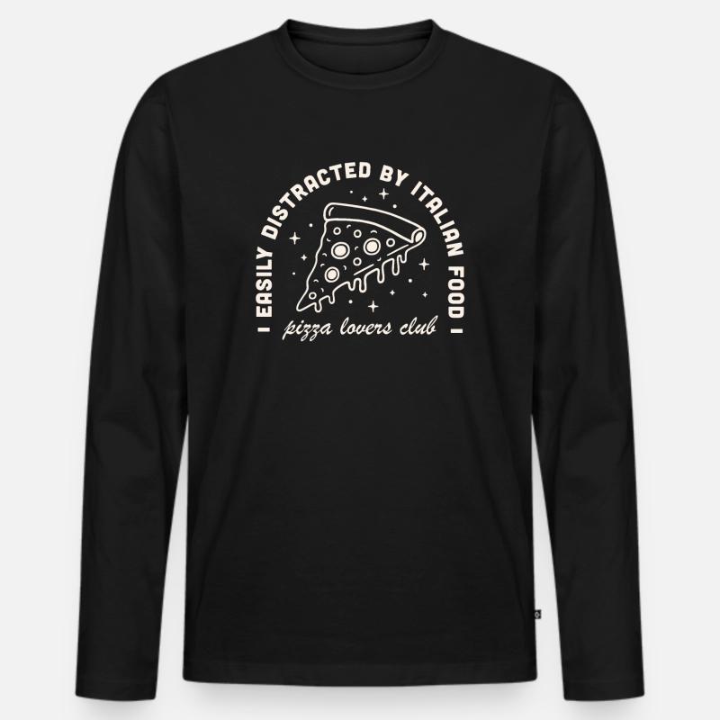 Humorvolle Pizza - Männer Premium Bio Langarmshirt - Schwarz