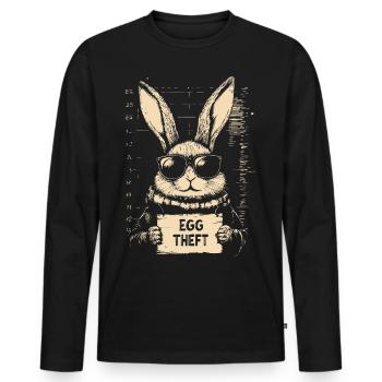 Hase Eierdieb Osterhase Mugshot Polizeifoto Ostern - Männer Premium Bio Langarmshirt - Schwarz - Vorne - Nico (187cm)