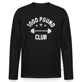 Retro Vintage Club-T-Shirt mit 1000 Pfund, - Männer Premium Bio Langarmshirt - Schwarz - Vorne - Nico (187cm)