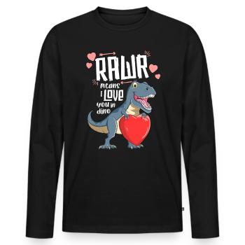 Rawr T Rex TShirt Dinosaure Enfants Saint Valentin - T-shirt manches longues Premium bio Homme - noir - Devant - Nico (187cm)