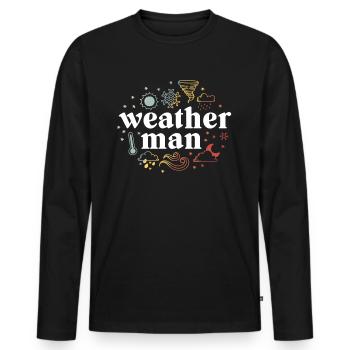 Weatherman Shirt Meteorologist Gifts Weather - Men's Premium Organic Long Sleeve Shirt - black - Front - Nico (187cm)