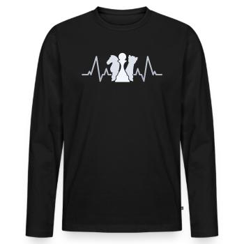 Chess Heartbeat Shirt Gift Chemises de jeu de société pour - T-shirt manches longues Premium bio Homme - noir - Devant - Nico (187cm)