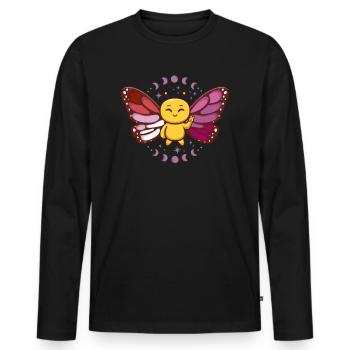 Lesbische Flagge Monarch Schmetterling Insekt subtil - Männer Premium Bio Langarmshirt - Schwarz - Vorne - Nico (187cm)