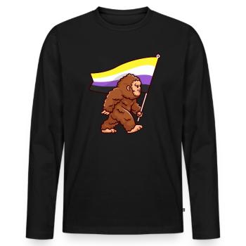 Bigfoot Genre Non-binaire Pride Flag Couleurs - T-shirt manches longues Premium bio Homme - noir - Devant - Nico (187cm)