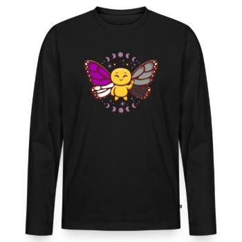 Asexuelle Flagge Ass Monarch Schmetterling Insekt Subtil - Männer Premium Bio Langarmshirt - Schwarz - Vorne - Nico (187cm)