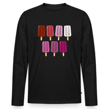 Lesbische Flagge Eis am Stiel 4. Juli Subtiler Stolz - Männer Premium Bio Langarmshirt - Schwarz - Vorne - Nico (187cm)