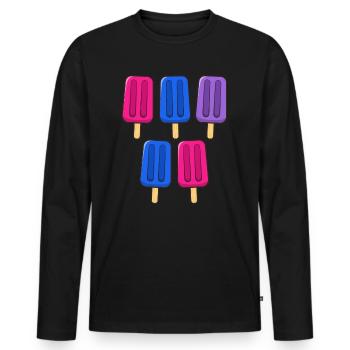 Bisexual Eis am Stiel 4. Juli Bisex Bi Subtle - Männer Premium Bio Langarmshirt - Schwarz - Vorne - Nico (187cm)