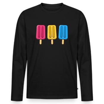Pansexual Eis am Stiel 4. Juli Pan Subtiler Stolz - Männer Premium Bio Langarmshirt - Schwarz - Vorne - Nico (187cm)