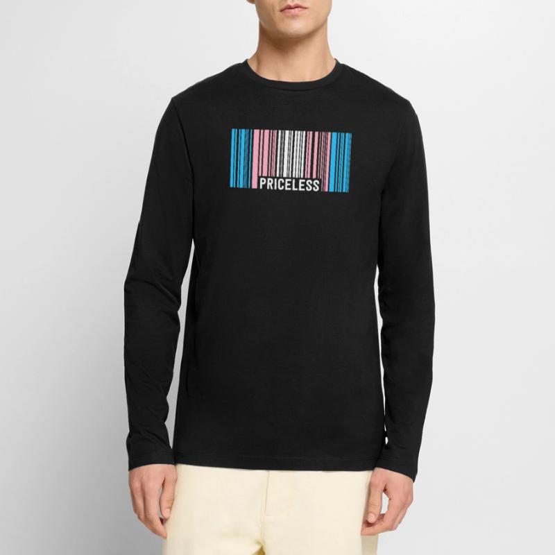 Priceless Trans Pride Barcode Subtle Transgender Men's Premium Organic Long Sleeve Shirt