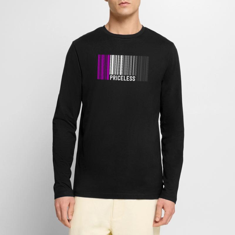 Priceless Asexual Pride Barcode Subtle Ace Flag Men's Premium Organic Long Sleeve Shirt