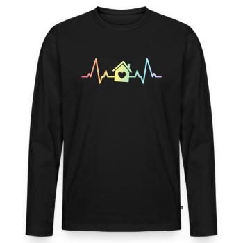 Real Estate Agent Heartbeat Gift Open House Home - Men's Premium Organic Long Sleeve Shirt - black - Front - Nico (187cm)