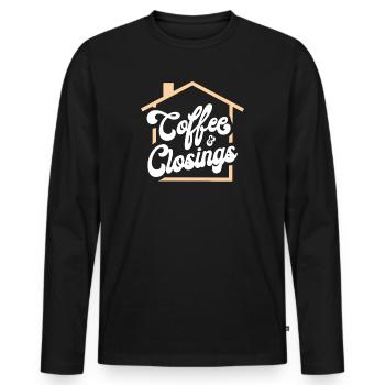 Real Estate Agent Gift Coffee Lover Contract - Men's Premium Organic Long Sleeve Shirt - black - Front - Nico (187cm)