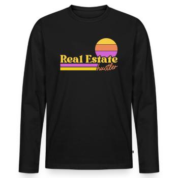 Immobilien Hustler Vintage 70er 80er Jahre Retro Real - Männer Premium Bio Langarmshirt - Schwarz - Vorne - Nico (187cm)
