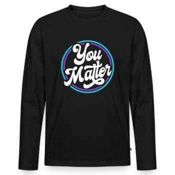 You Matter Retro Sensibilisation à la prévention du suicide - T-shirt manches longues Premium bio Homme - noir - Devant - Nico (187cm)