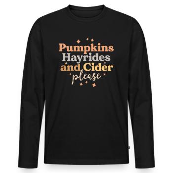 Pumpkins Hayrides und Cider Please Farm Boho Fall - Männer Premium Bio Langarmshirt - Schwarz - Vorne - Nico (187cm)