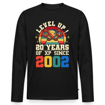 Level 20 2002 Anniversary Gamer 20 Jahre - Männer Premium Bio Langarmshirt - Schwarz - Vorne - Nico (187cm)