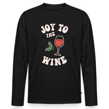 Freude dem Wein Lustiger Trinker Weihnachten Rot Weiß - Männer Premium Bio Langarmshirt - Schwarz - Vorne - Nico (187cm)