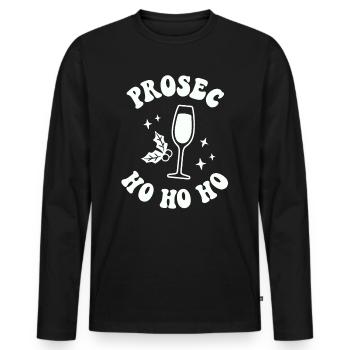 Prosec Ho Ho Ho Lustige Weihnachts-Trinkparty - Männer Premium Bio Langarmshirt - Schwarz - Vorne - Nico (187cm)