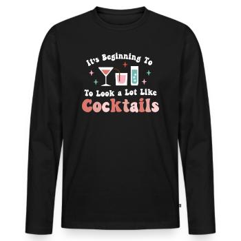 Beginnen, wie Cocktails Weihnachten auszusehen - Männer Premium Bio Langarmshirt - Schwarz - Vorne - Nico (187cm)