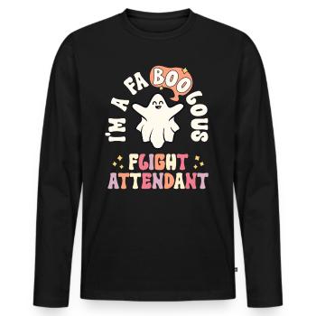 Faboolous Flight Attendant Retro Halloween - Men's Premium Organic Long Sleeve Shirt - black - Front - Nico (187cm)
