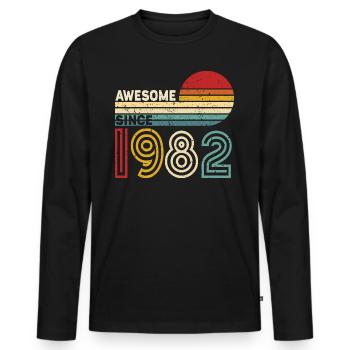 1982 Gift Birthday Vintage Saying - Men's Premium Organic Long Sleeve Shirt - black - Front - Nico (187cm)