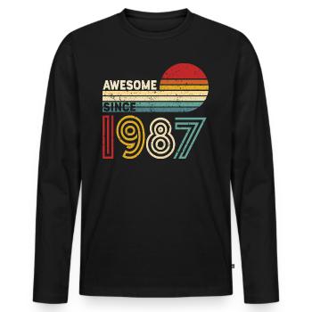1987 Gift Birthday Vintage Spruch - Men's Premium Organic Long Sleeve Shirt - black - Front - Nico (187cm)