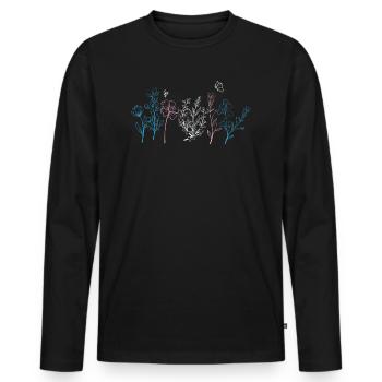 Transgender Wildflower Pride Month LGBT Subtle - Men's Premium Organic Long Sleeve Shirt - black - Front - Nico (187cm)