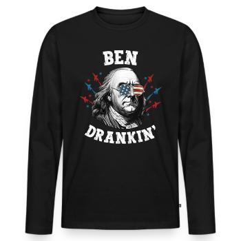 Suck It England 4. Juli Männer USA Patriotisch Ben - Männer Premium Bio Langarmshirt - Schwarz - Vorne - Nico (187cm)