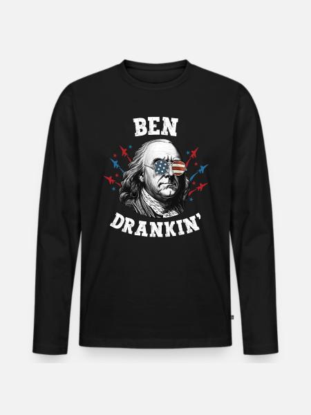 Suck It England 4th Of July Men USA Patriotic Ben - Men's Premium Organic Long Sleeve Shirt - black