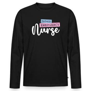 Badass Infirmière d’urgence Trauma Queen ER Emergency - T-shirt manches longues Premium bio Homme - noir - Devant - Nico (187cm)