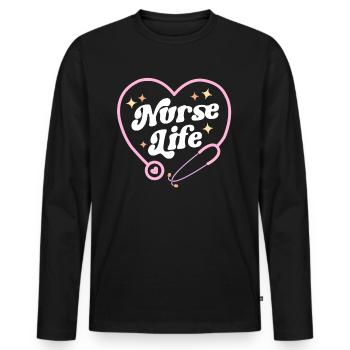 Nurse Life Retro Vintage Nursing Women Nurse Week - Men's Premium Organic Long Sleeve Shirt - black - Front - Nico (187cm)