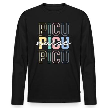 Infirmière de l’USIP Rainbow Retro Soins intensifs pédiatriques - T-shirt manches longues Premium bio Homme - noir - Devant - Nico (187cm)
